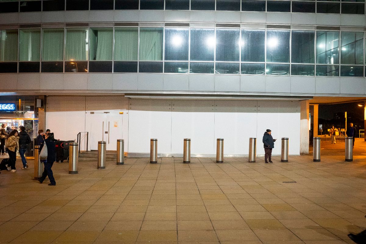 The LEON restaurant has been boarded up outside Manchester Piccadilly