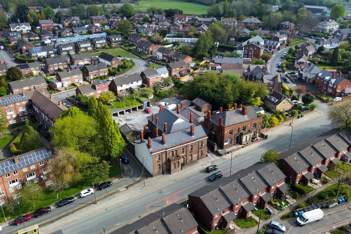 Photographs of a former police station and law courts in Prescot