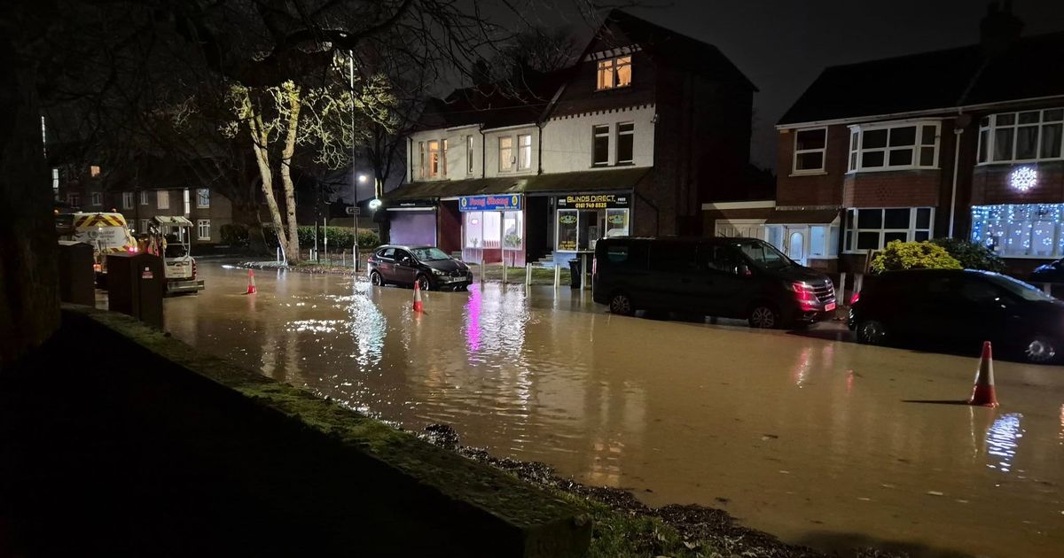 Flixton Road has partially flooded
