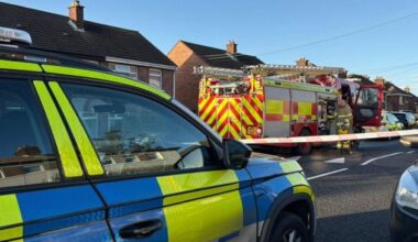 Firefighters at the scene of serious house fire in Co Down