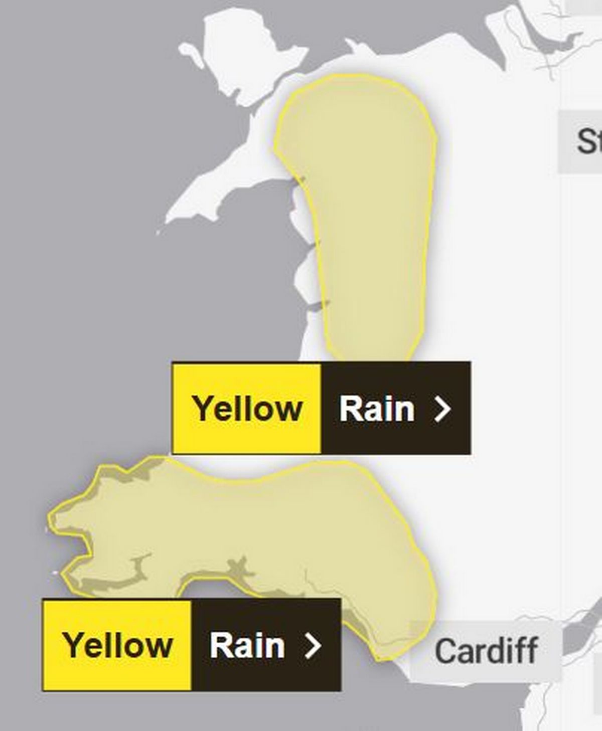 There are two separate weather warnings affecting Wales on Monday