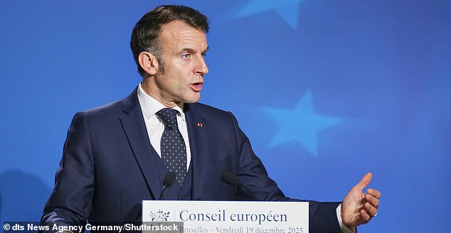 Mandatory Credit: Photo by dts News Agency Germany/Shutterstock (16144662k) European Council: Emmanuel Macron, President of France, at the press conference afterwards European Council, Europa-Gebäude, Brussels, Belgium - 19 Dec 2025