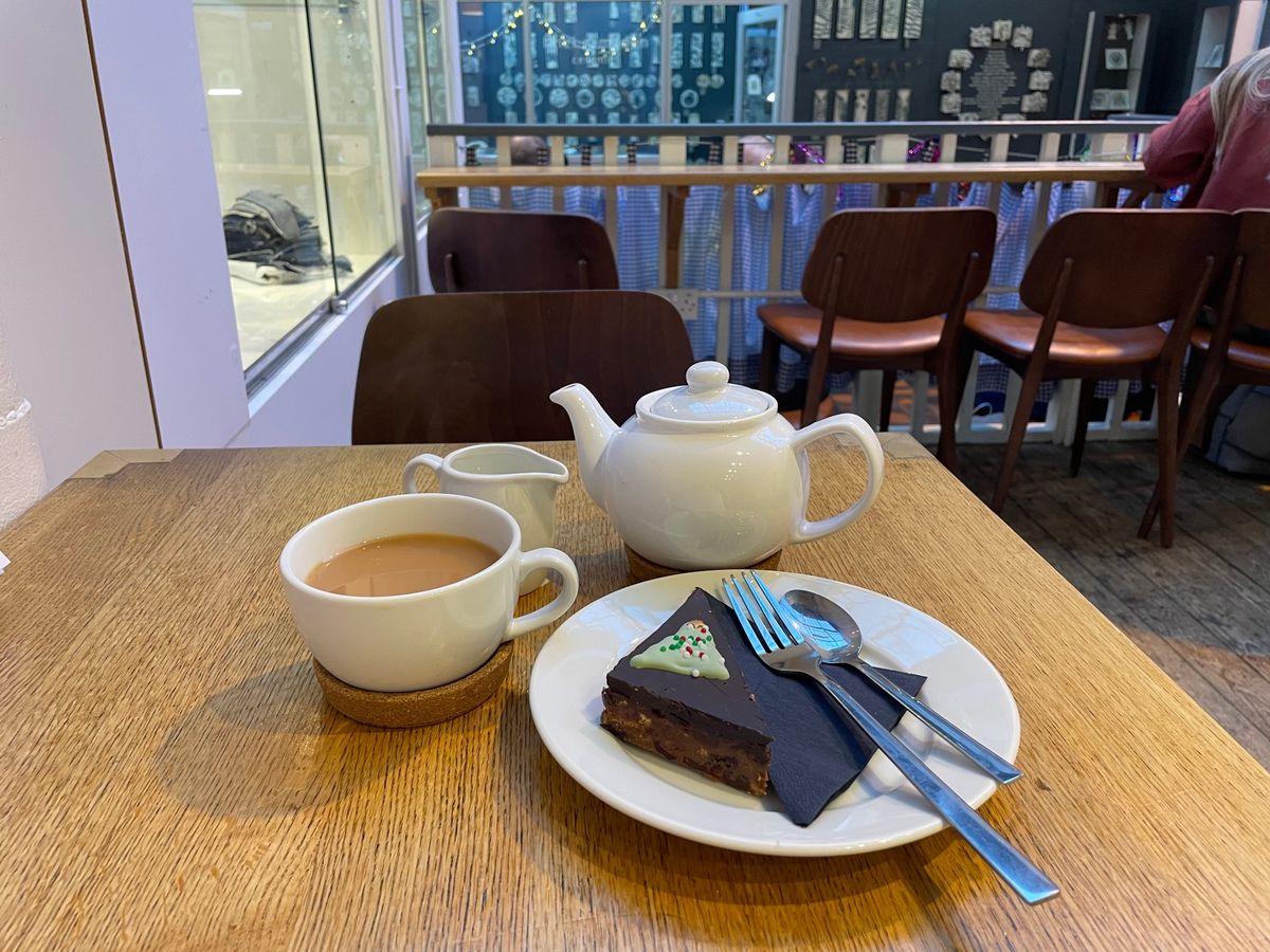 The festive rocky road and a pot of tea inside Fred's 