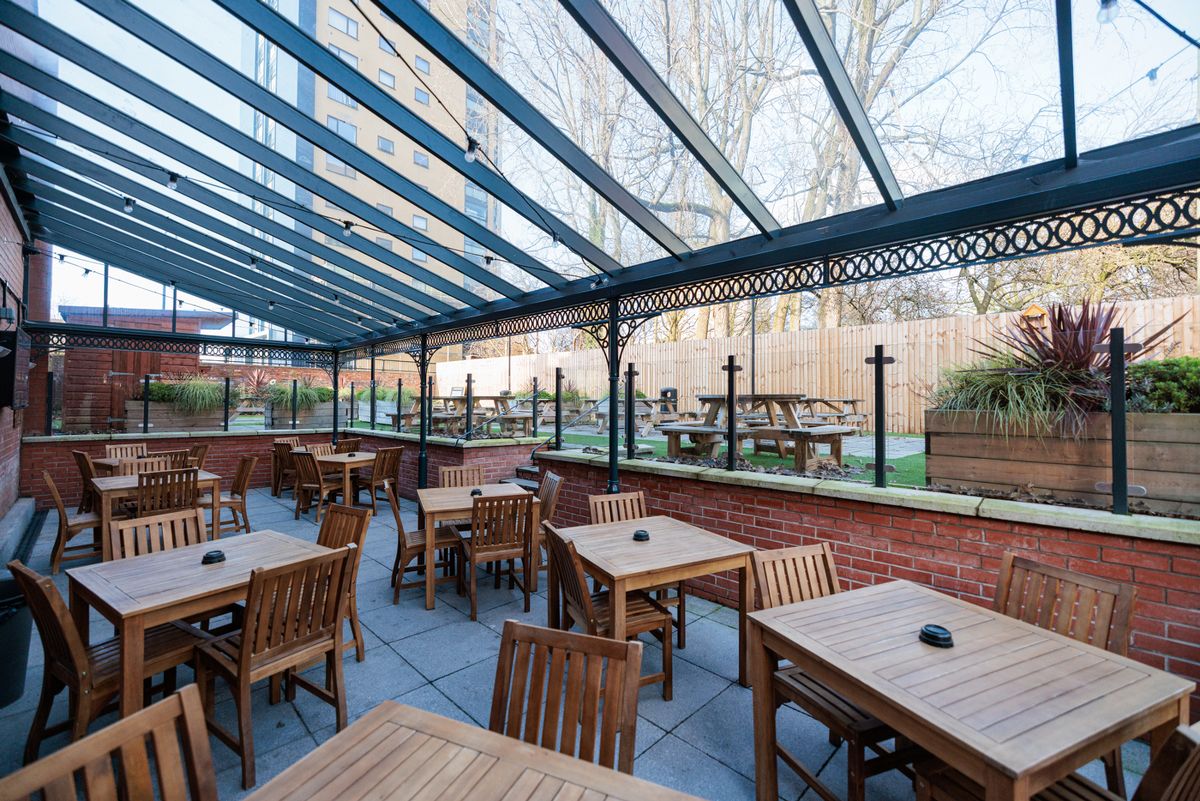 The beer garden offers a bit of solitude from the town centre