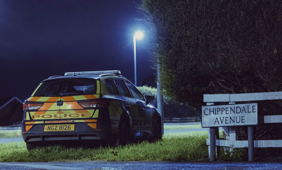 Emergency services at the scene of a double stabbing in the Chippendale Avenue area of Bangor. Photo by Kevin Scott