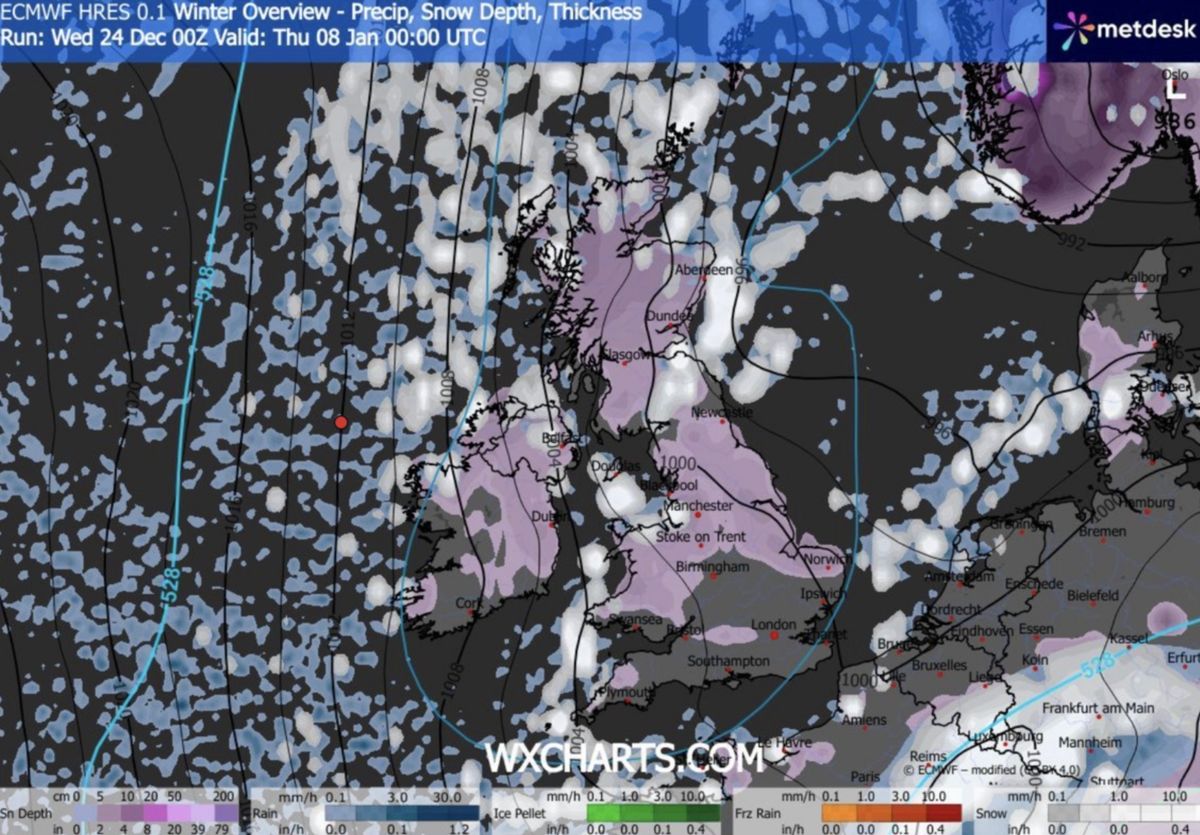 Snow map for January 8