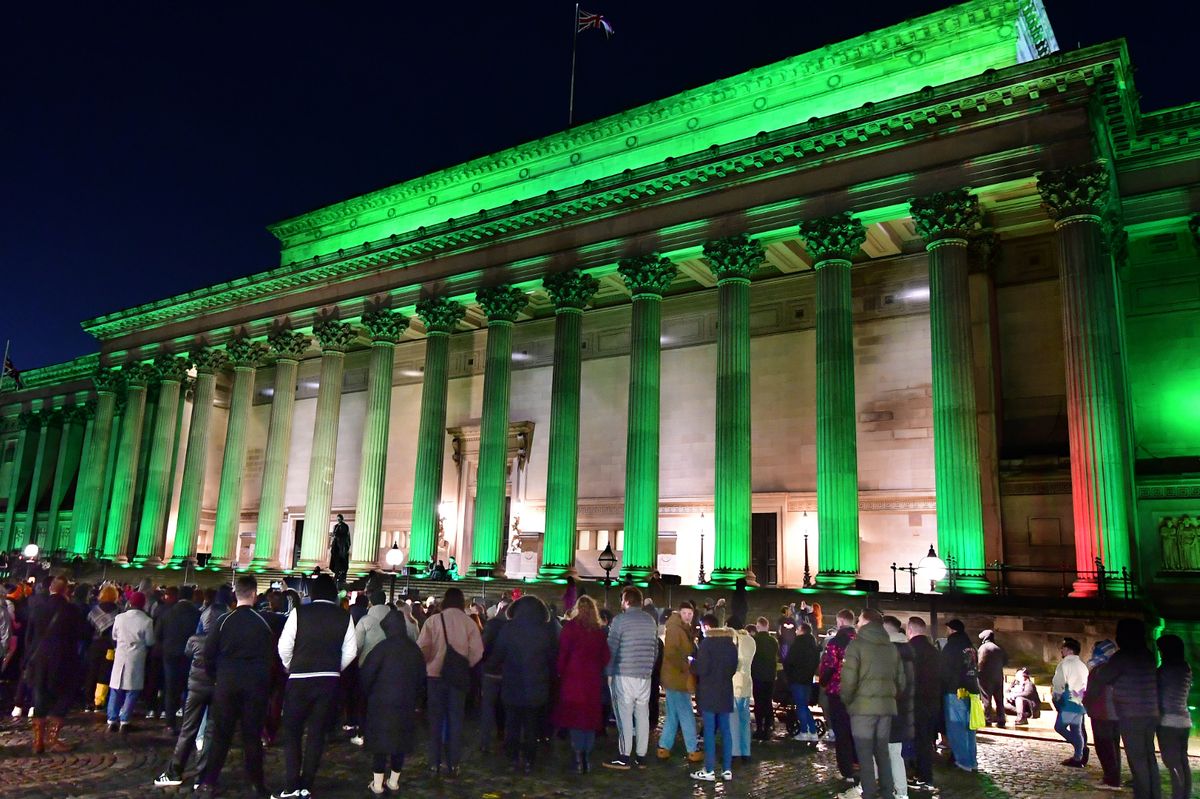 Venues across the UK, including St George's Hall in Liverpool, will light up green on Saturday