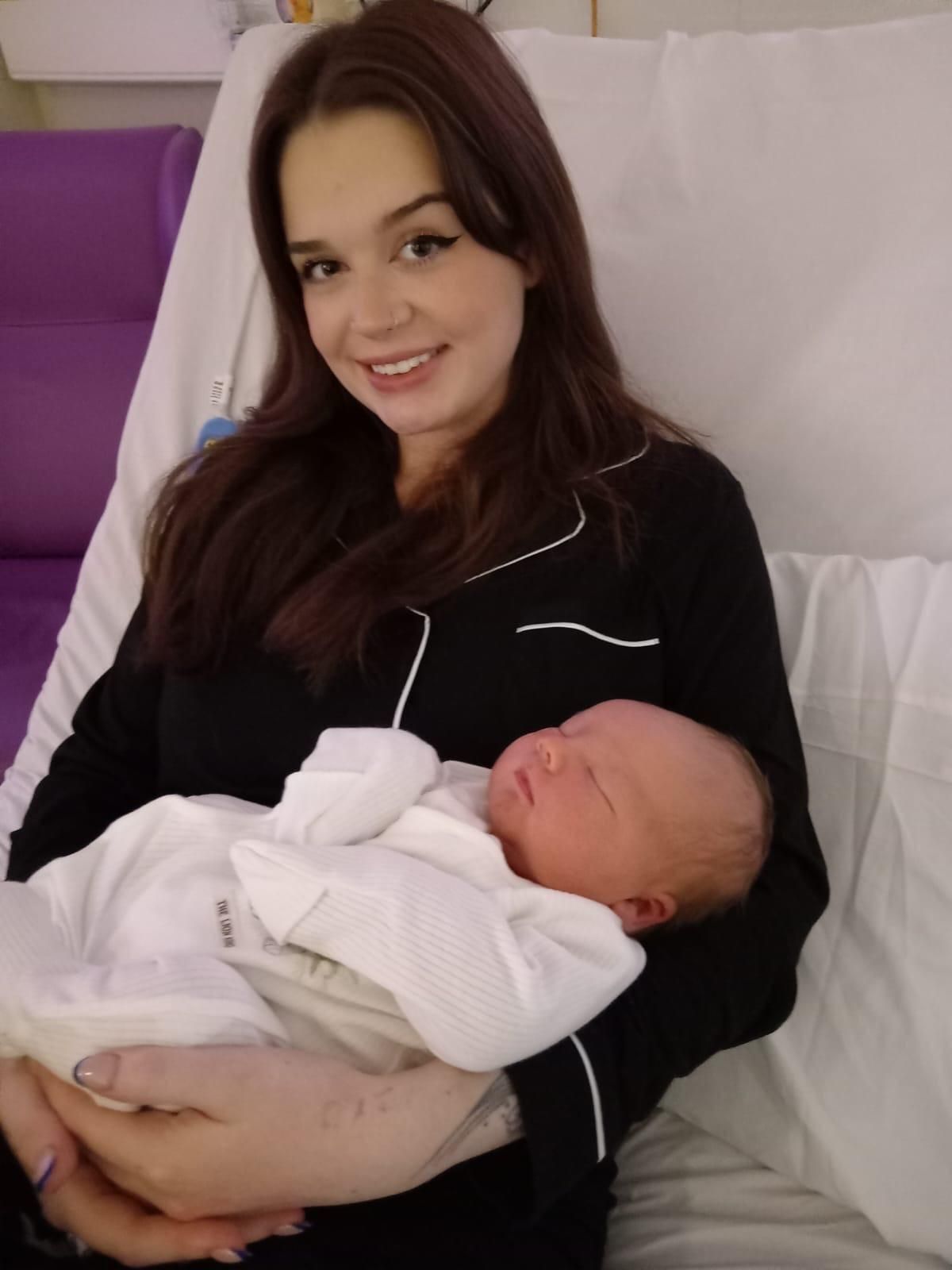 Ella Leatham with baby Louie, born Christmas Day at Liverpool Women's Hospital. 