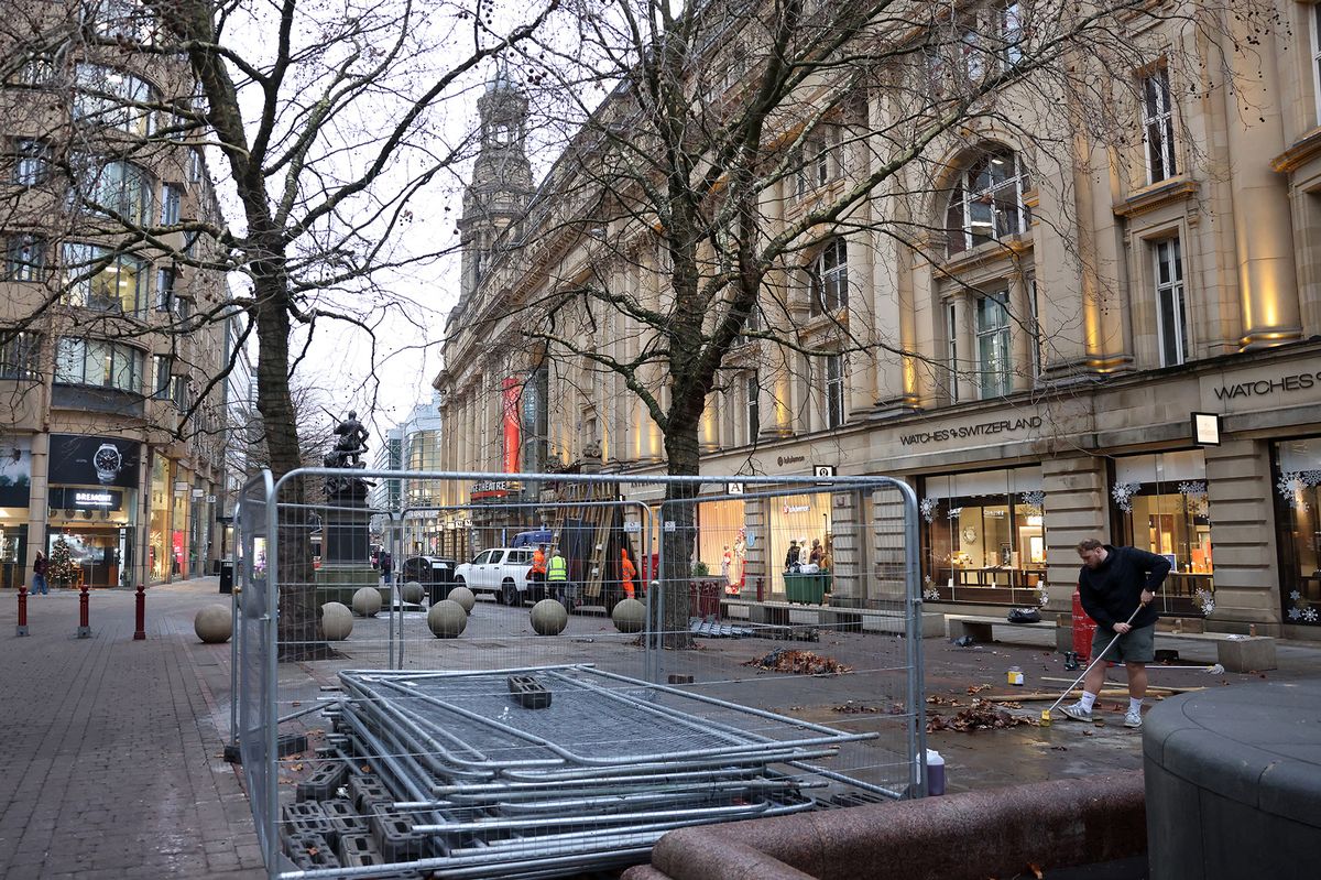 Christmas Markets being taken down in Manchester City Centre, December 2025