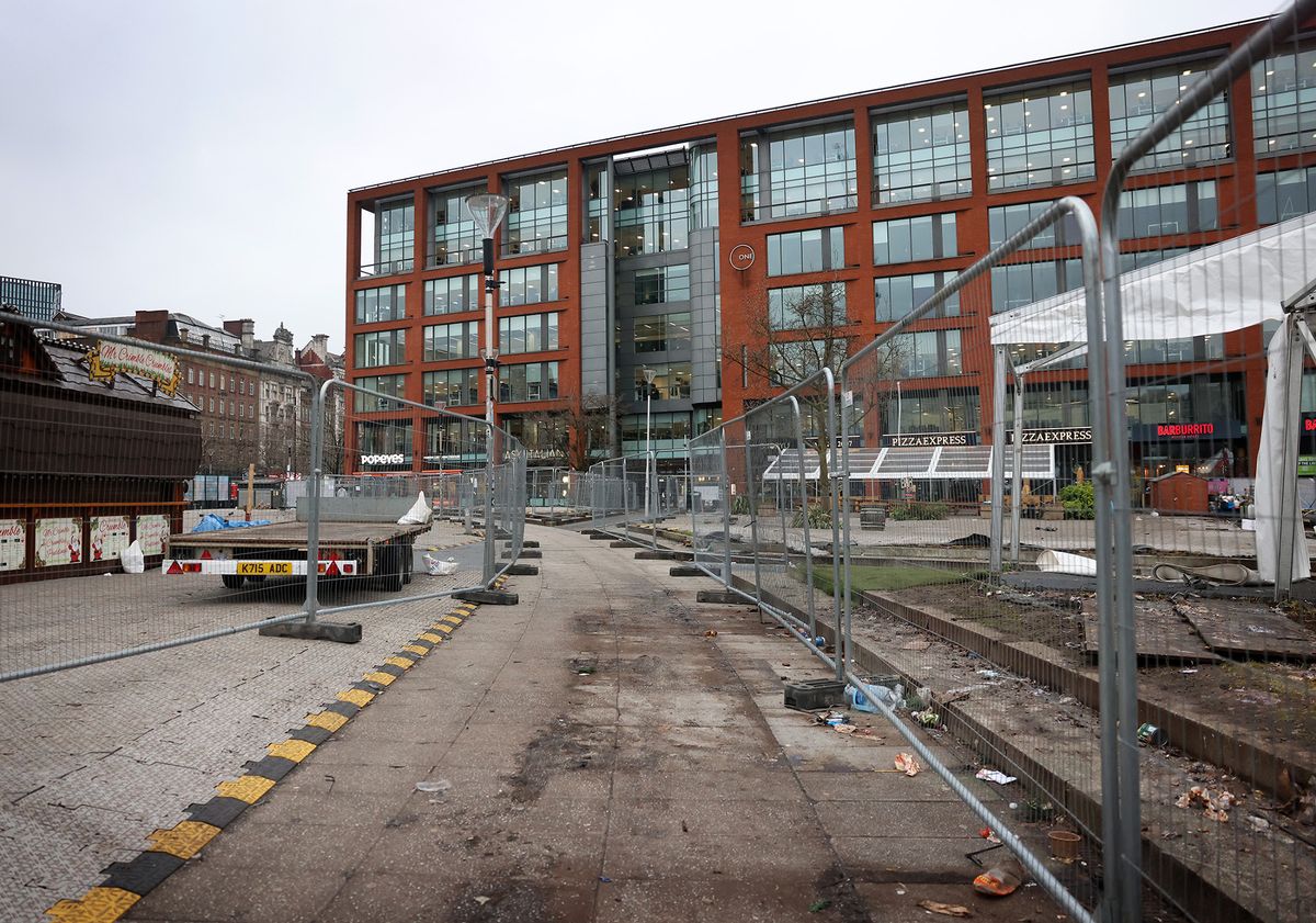 Christmas Markets being taken down in Manchester City Centre, December 2025
