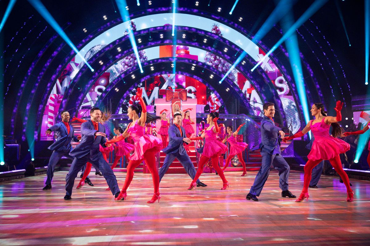 Strictly Come Dancing's professional dancers performing in the show's Elstree Studios with Kylie Minogue