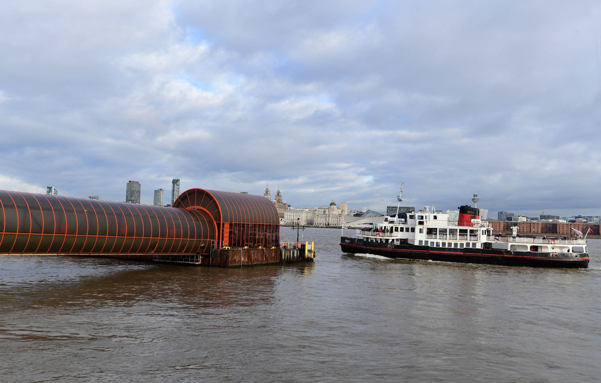 The old ferry pontoon and passenger bridges (pictured here) have been taken away and will be replaced.