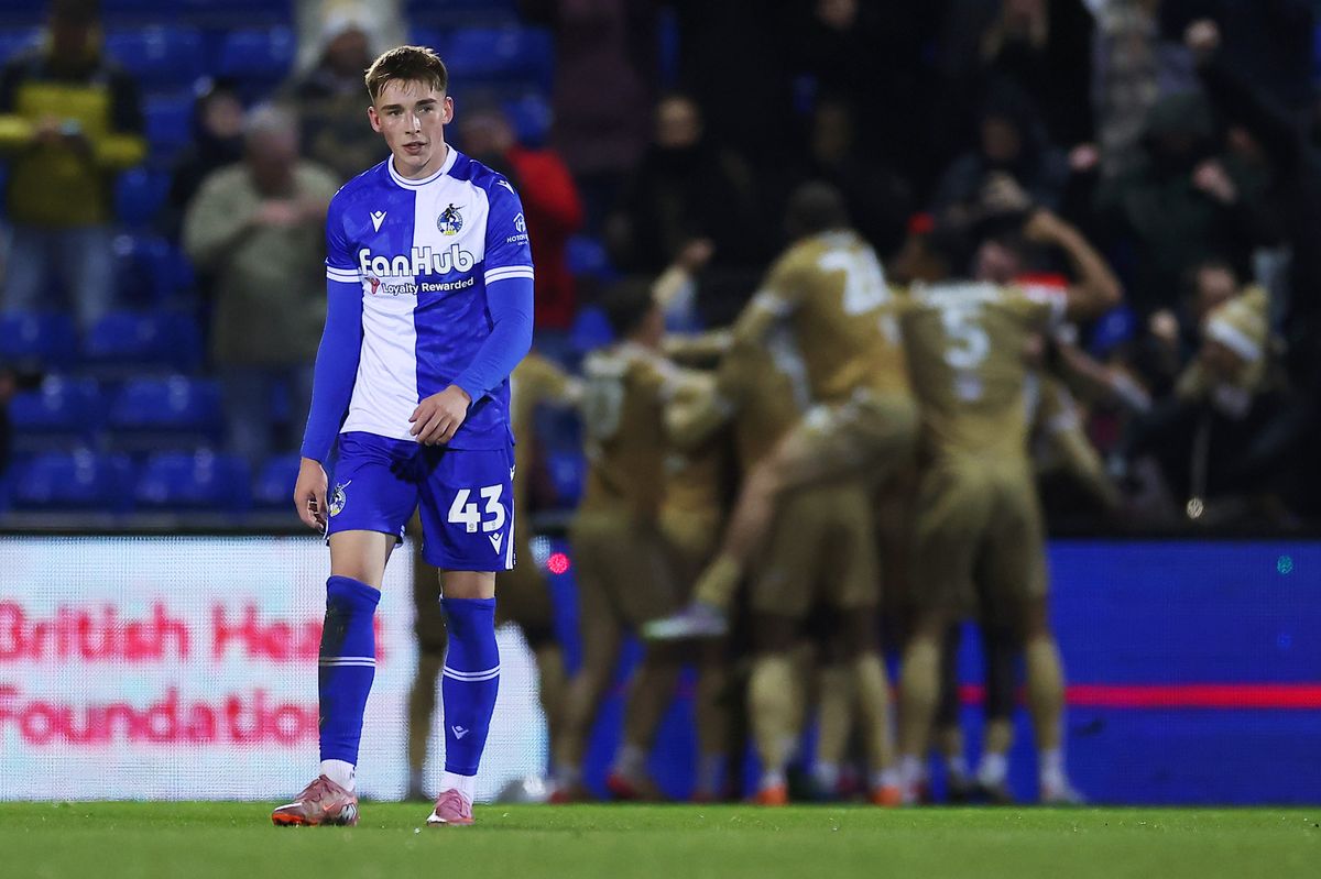 Ollie Dewsbury of Bristol Rovers shows a look of dejection after Bristol Rovers concede a goal to make it 2-3 during the Sky Bet League 2 Match between Bristol Rovers and Bromley at Memorial Stadium on 26 December 2025. Photo: Will Cooper/PPAUK