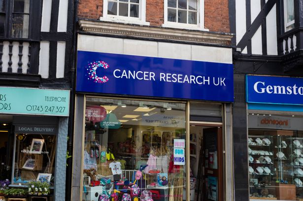 Shrewsbury, United Kingdom - June 15, 2016: An editorial stock photo of the Cancer Research UK charity shop in Shrewsbury, England.