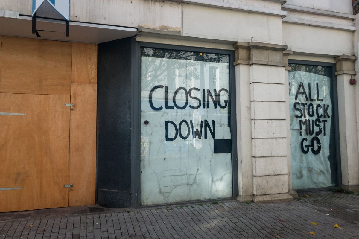 Closed down empty shop on a town high street