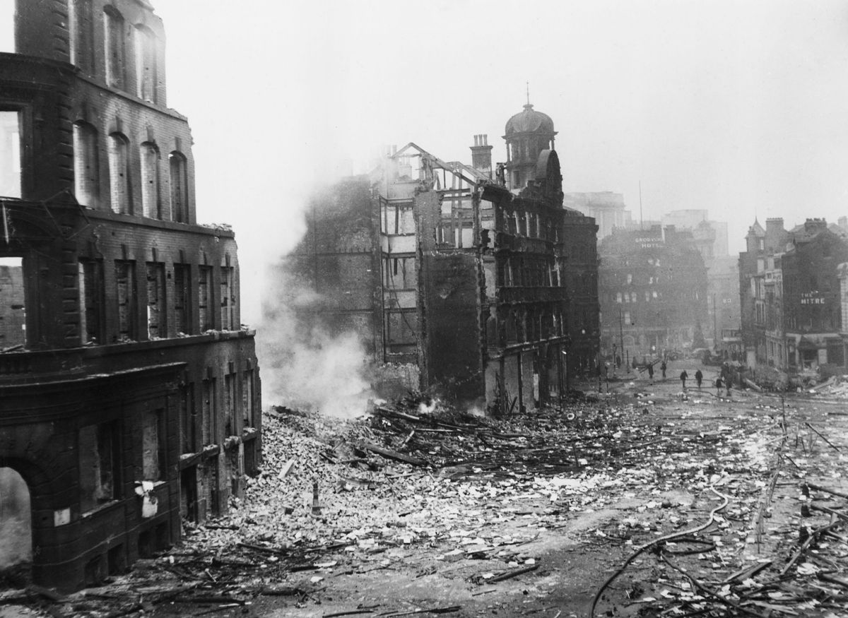 The aftermath on Cannon Street in Manchester. 
24th December 1940