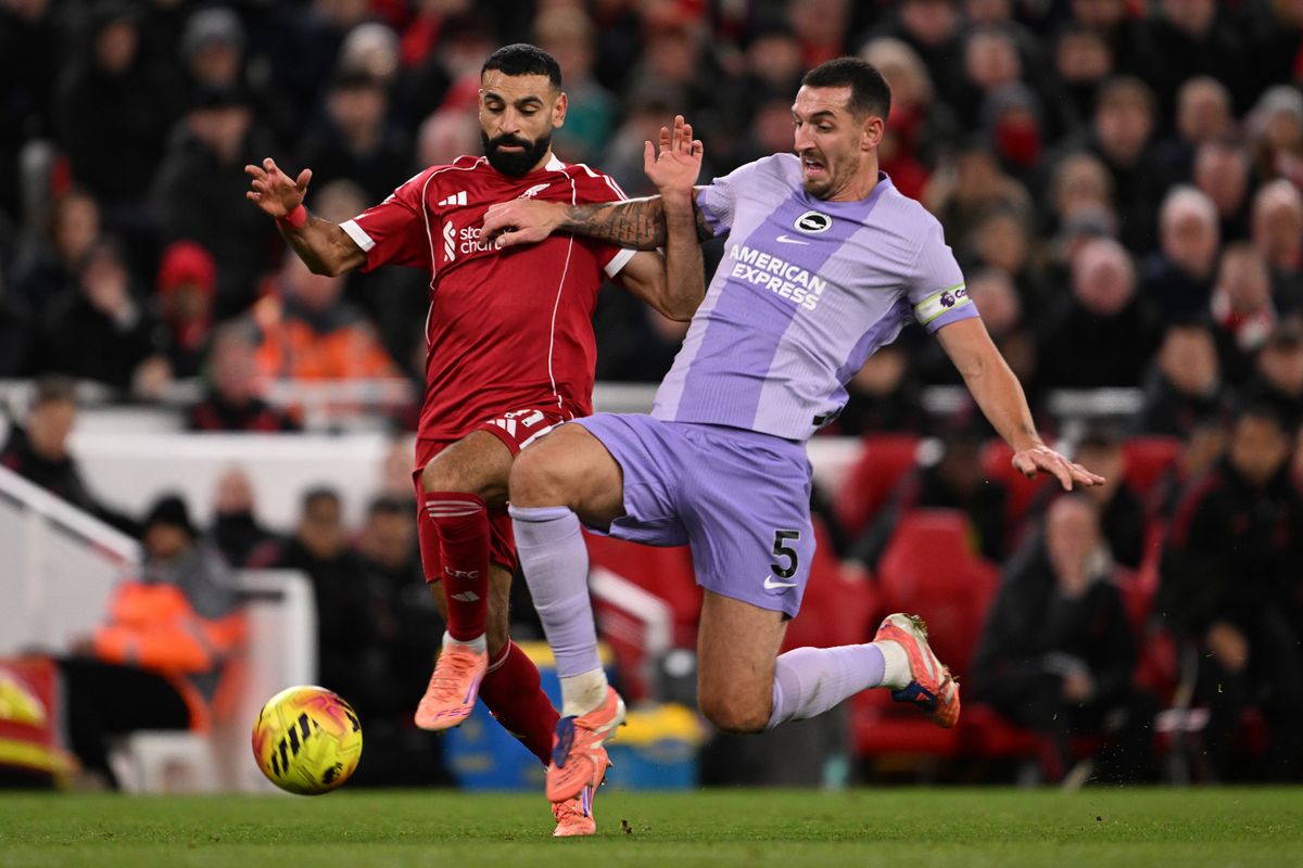 Mo Salah battling with Brighton's Lewis Dunk
