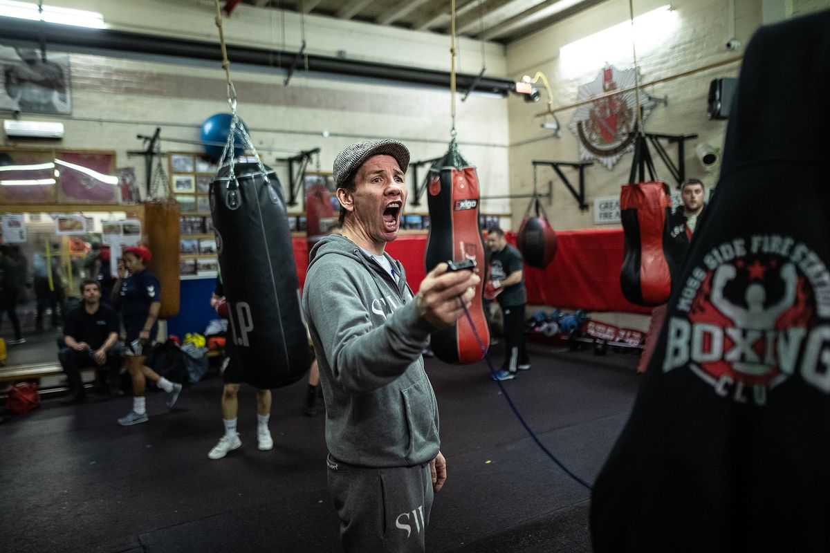 Nigel Travis at the Moss Side Fire Station boxing club.