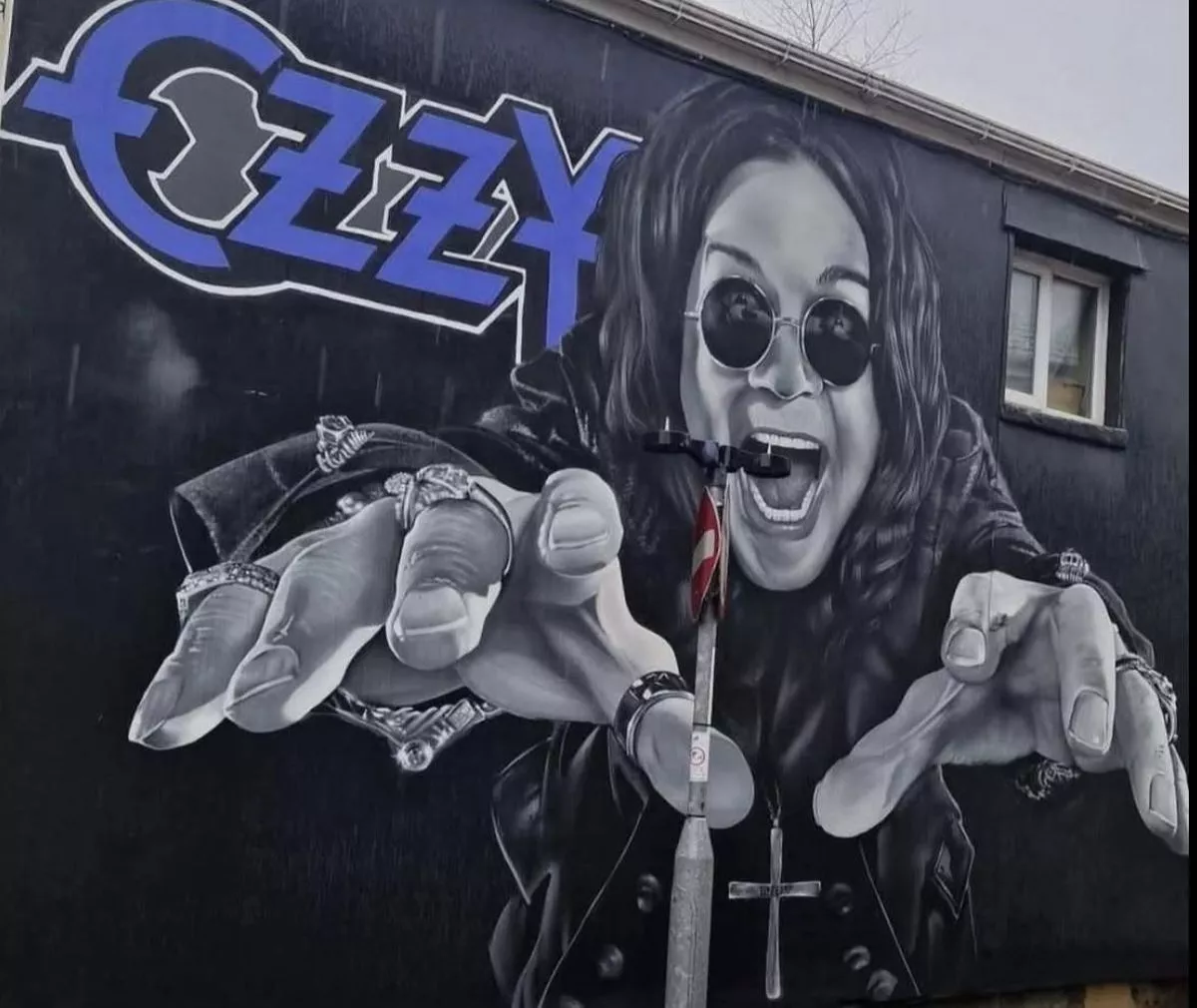 The Ozzy Osbourne mural in Abertillery, Wales