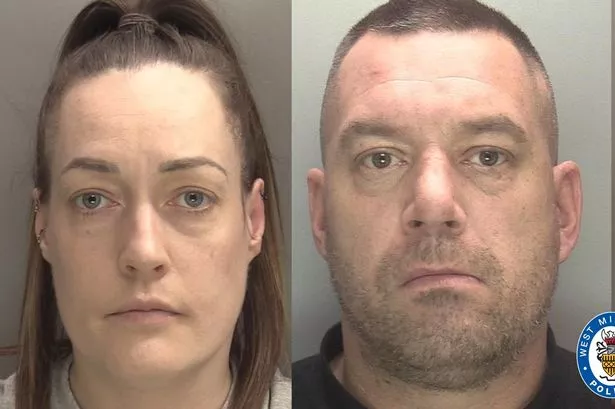 Police custody images of prison custody officer Carla Moskot-Bretell (l - white, with with brown hair), her partner Darren Oakes (centre - white, with shaved brown hair and stubble) and  Patricia Bucknall (r - white with white blonde hair) 