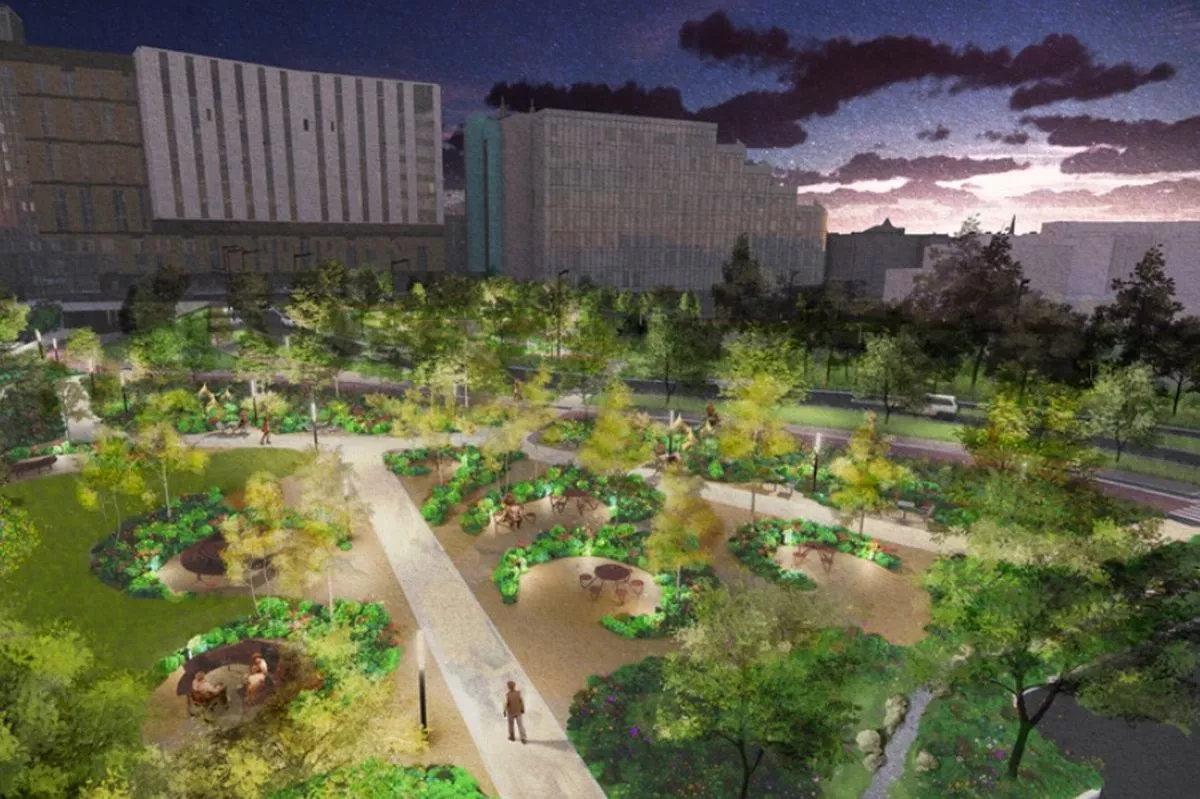 Images have been released of how a new nature park on the site of the former Royal Liverpool Hospital could look