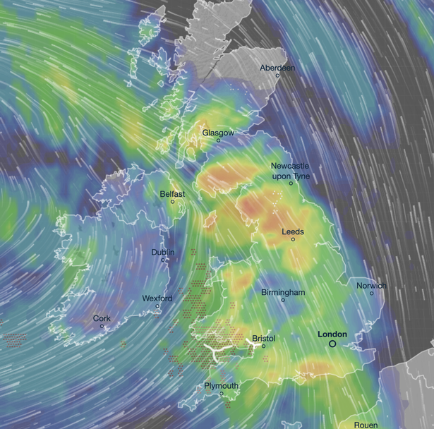 This weather map shows rain forecast for most of the nation on Friday