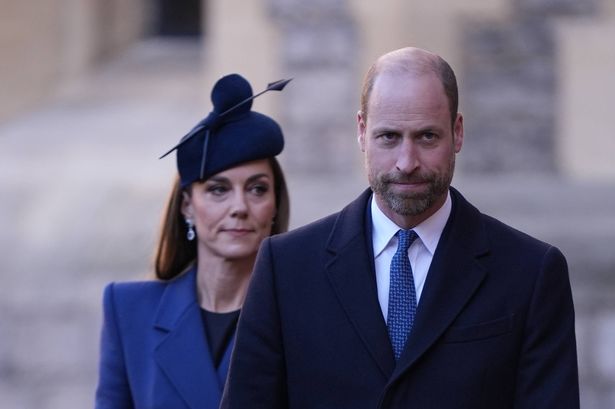 WINDSOR, ENGLAND - DECEMBER 3: Catherine, Princess of Wales and Prince William, Prince of Wales during the ceremonial welcome at the start of the State Visit to the United Kingdom of the German President Frank-Walter Steinmeier on December 3, 2025 in Windsor, England.  The President of the Federal Republic of Germany, accompanied by Ms. Elke Büdenbender, are paying a State Visit to the United Kingdom as the guests of Their Majesties The King and Queen. The visit is the first from Germany in 27 years and will be marked with ceremonial visits, an address to the UK parliament and a banquet. (Photo by Andrew Matthews - Pool/Getty Images)