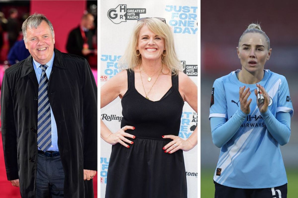 Left to right: Sports broadcaster Clive Tyldesley, former Coronation Street star Sally Lindsay and Lionness Alex Green Wood