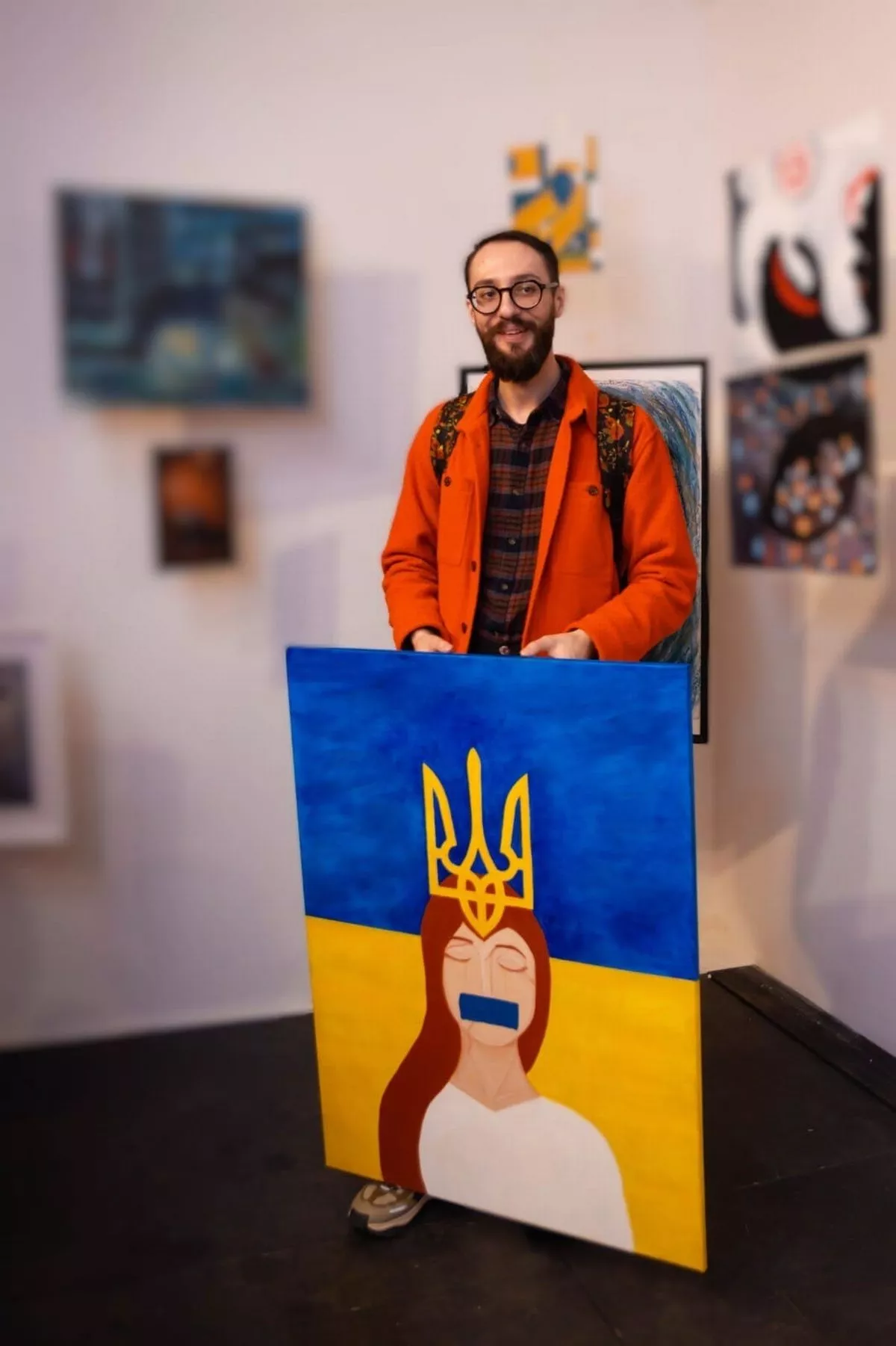 Bohdan with his artwork