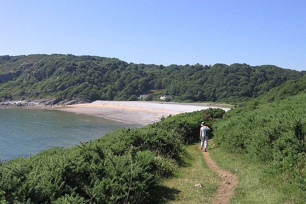 View of coast path and beach