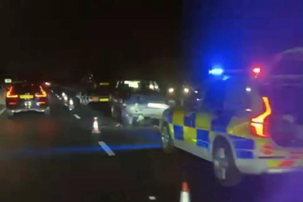 Significant damage can be seen on one of the cars 