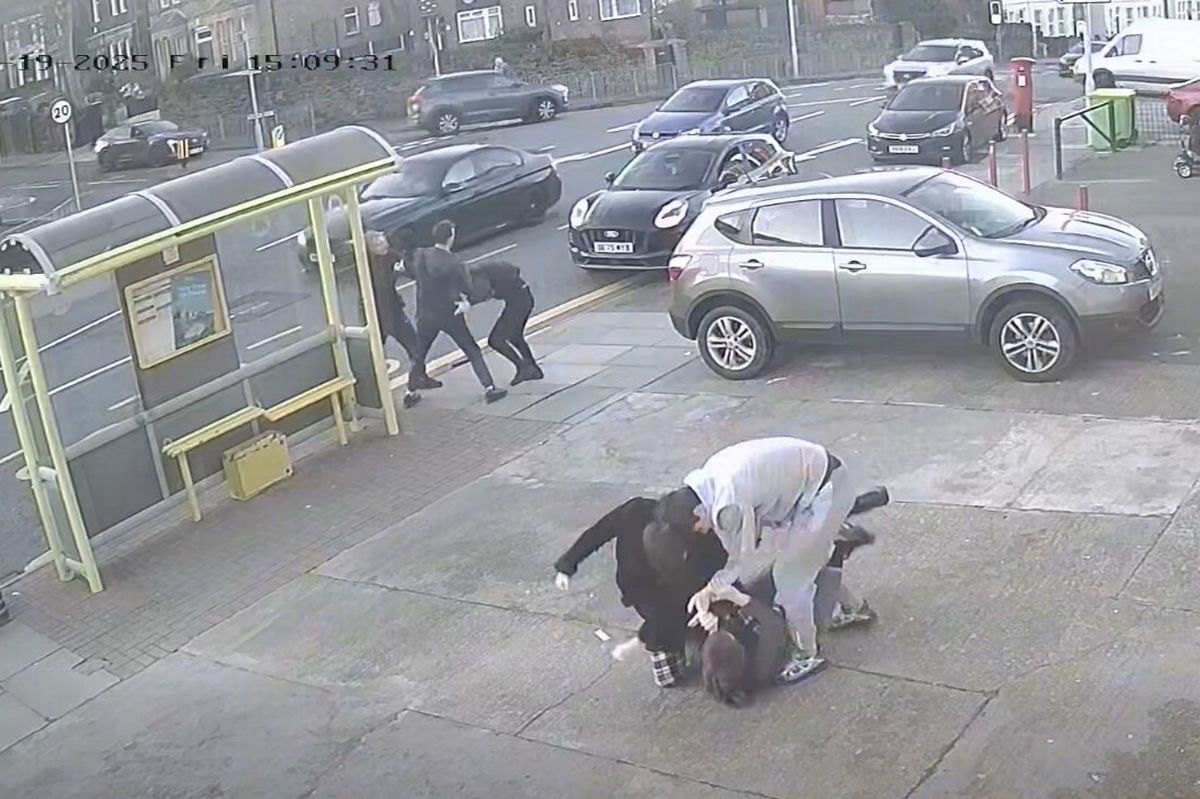 The brawl was caught on CCTV