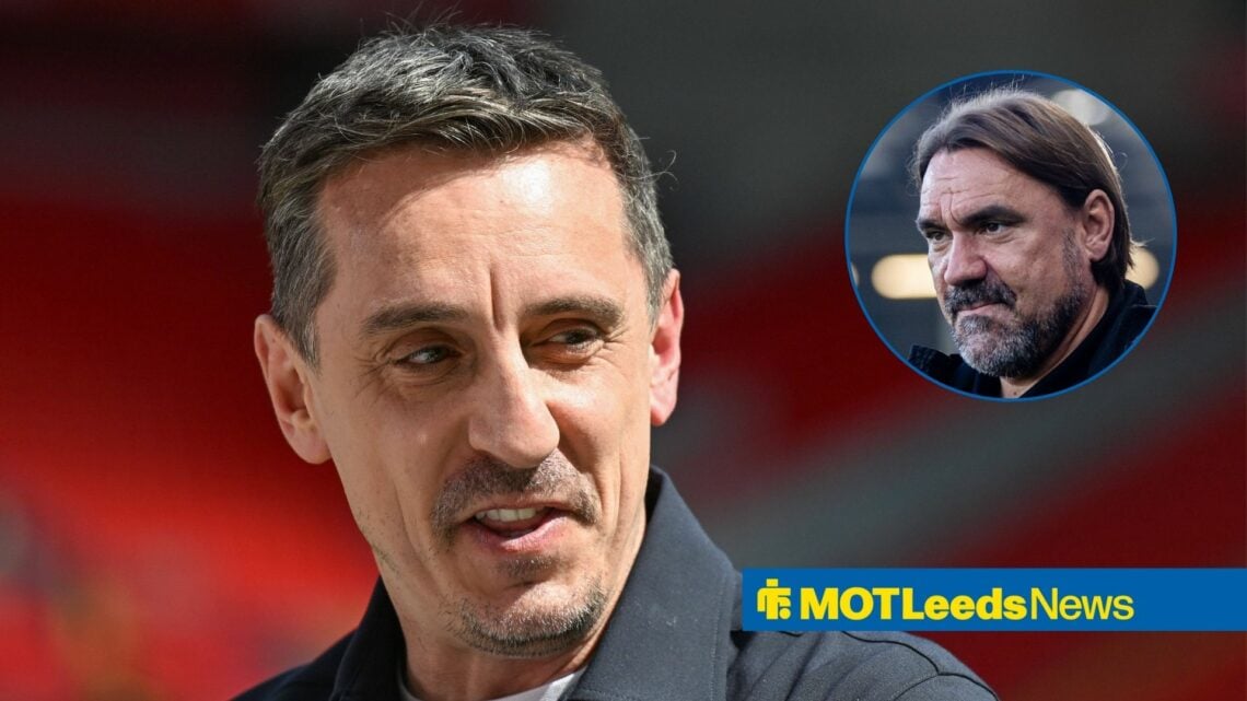Gary Neville alongside a circle inset of Daniel Farke.