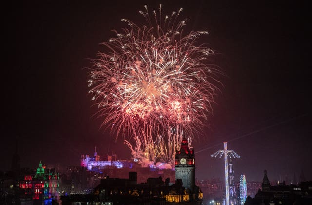 Fireworks exploding above new year