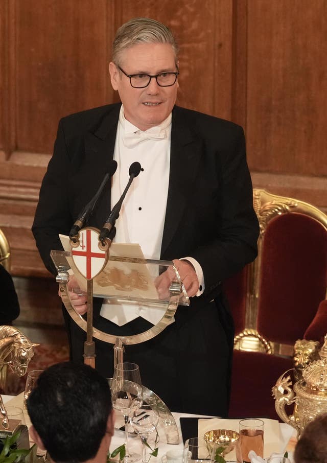 Prime Minister Sir Keir Starmer speaking during the annual Lady Mayor’s Banquet at the Guildhall