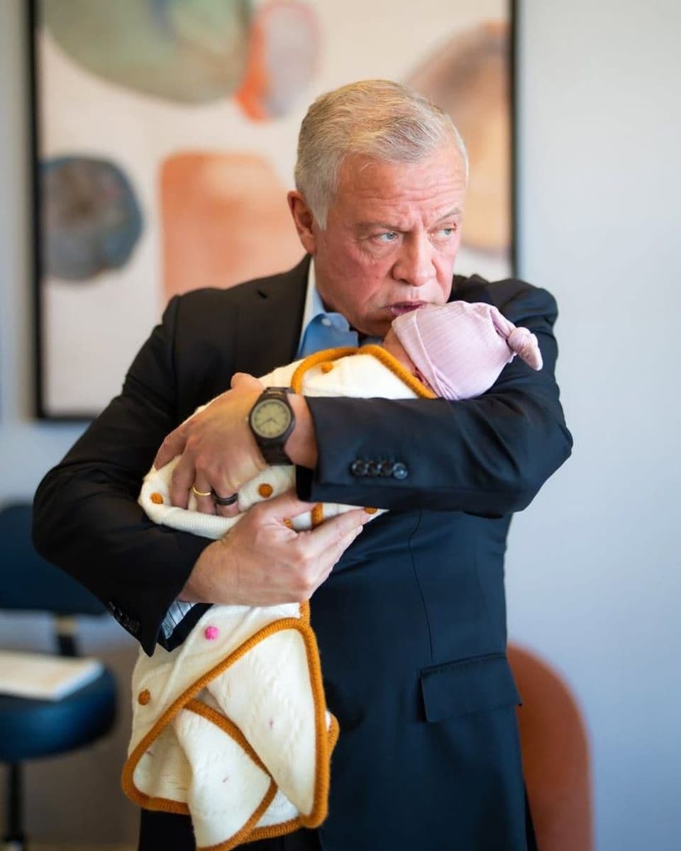 King Abdullah with his granddaughter Amina