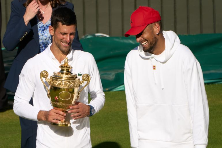 Nick Kyrgios reacts.