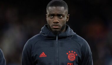 MANCHESTER, ENGLAND - Tuesday, April 11, 2023: Bayern Munich's Dayot Upamecano lines-up before the UEFA Champions League Quarter-Final 1st Leg match between Manchester City FC and FC Bayern Munich at the City of Manchester Stadium. (Pic by David Rawcliffe/Propaganda)