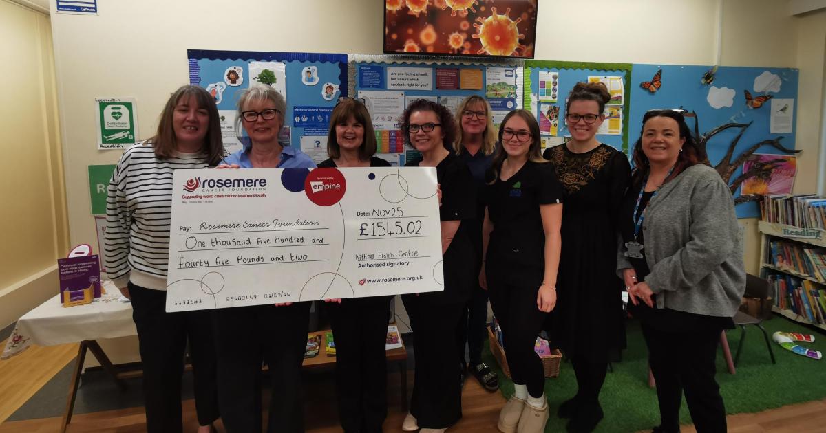 Withnell Health Centre thanked for 'amazing' £3,090 donation