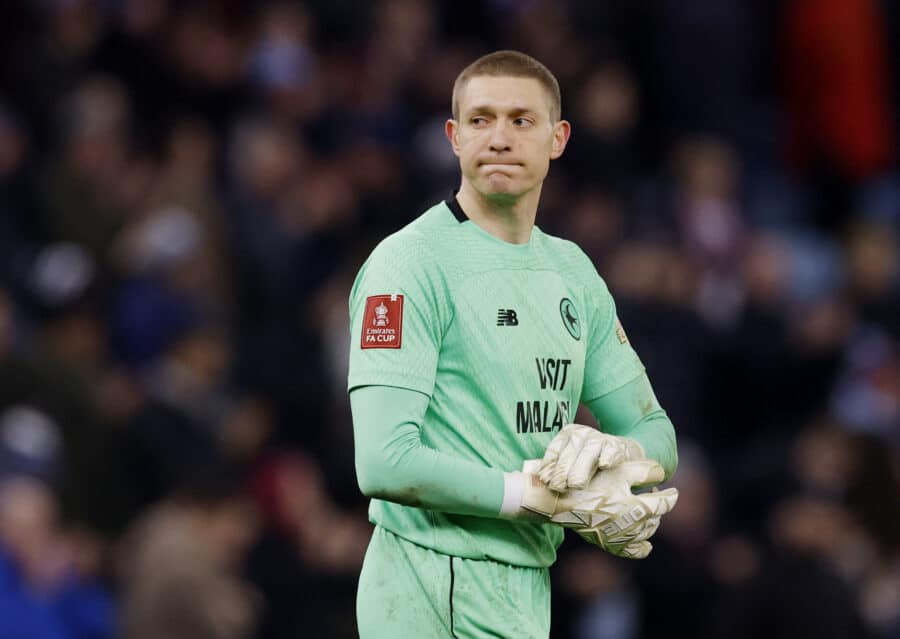 Cardiff City's Ethan Horvath looks dejected after the match