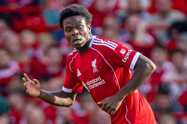 LIVERPOOL, ENGLAND - Monday, August 4, 2025: Liverpool's Wellity Lucky during a pre-season friendly match between Liverpool FC and Athletic Bilbao at Anfield. Liverpool won 4-1. (Photo by David Rawcliffe/Propaganda)