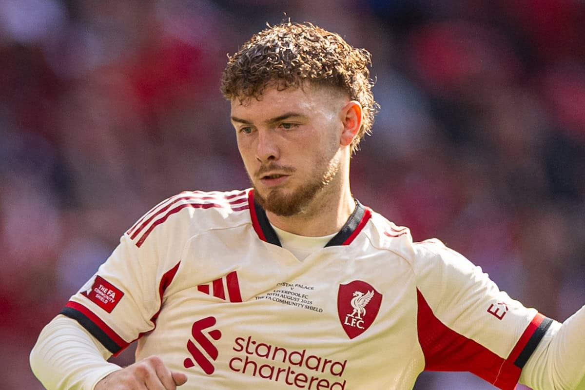 LONDON, ENGLAND - Sunday, August 10, 2025: Liverpool’s Harvey Elliott sees his shot saved as he takes his side's fourth kick of the penalty shoot-out during the FA Community Shield match between Crystal Palace FC and Liverpool FC at Wembley Stadium. Palace won 3-1 on penalties after a 2-2 draw. (Photo by David Rawcliffe/Propaganda)