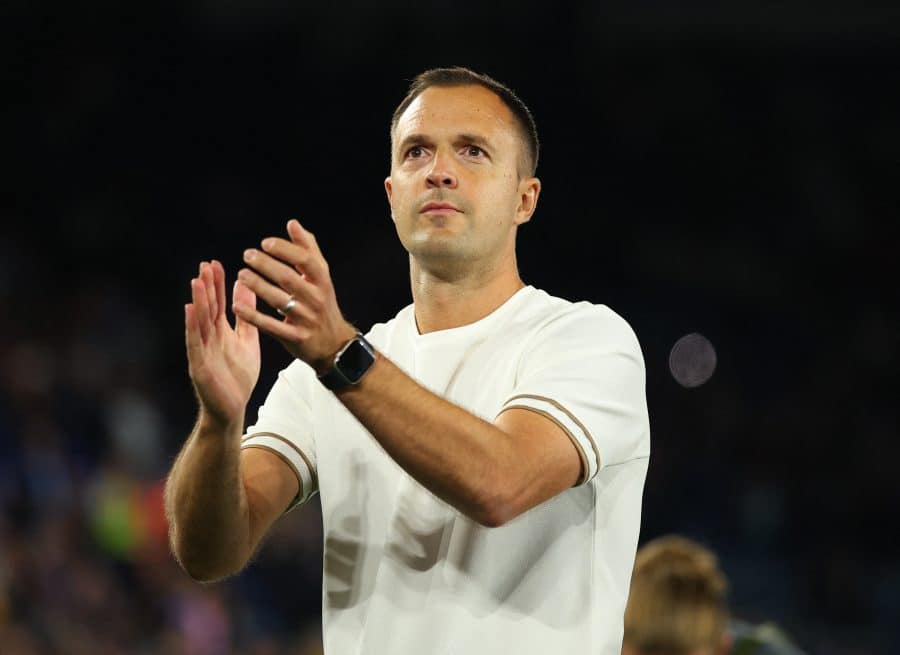 Birmingham City manager Chris Davies applauds fans after the match