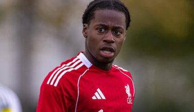 KIRKBY, ENGLAND - Saturday, September 13, 2025: Liverpool's Scofield Lonmeni during the U18 Premier League match between Liverpool FC Under-18's and Newcastle United FC Under-18's at the Liverpool Academy. Newcastle won 4-3. (Photo by David Rawcliffe/Propaganda)
