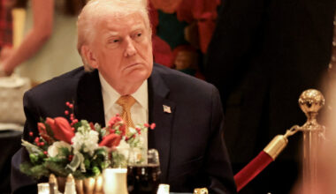 U.S. President Trump takes part in a Christmas Eve dinner in the ballroom of his Mar-a-Lago club in Palm Beach