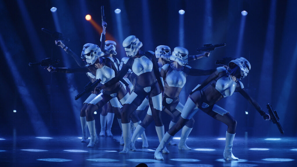 performers dressed as stormtroopers perform a sultry dance at The Empire Strips Back