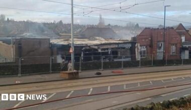A fire-damaged and derelict building in Sheffield