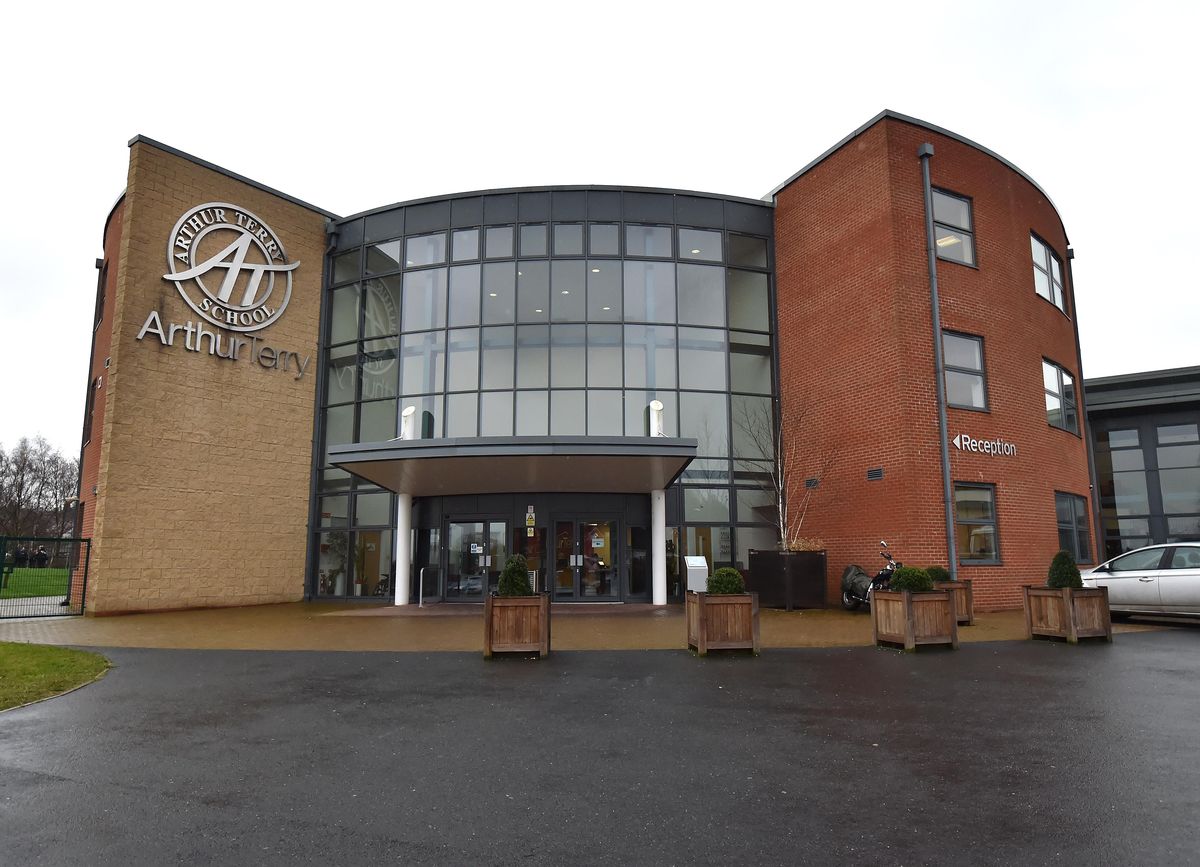 A general view of the exterior of The Arthur Terry School in Four Oaks, Sutton Coldfield