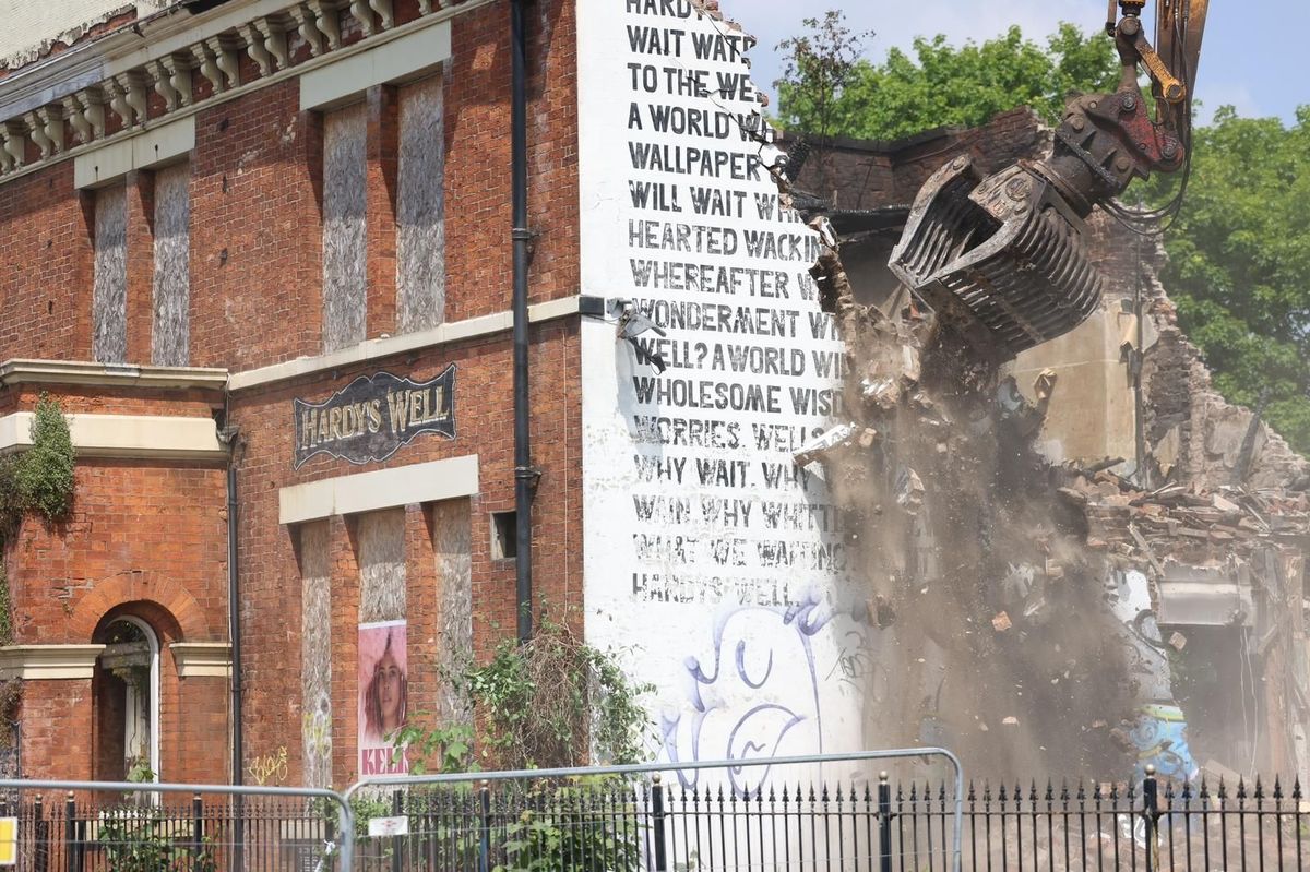 The Hardy's Well pub was demolished in May 2023 following a blaze, also resulting in the loss of a historic Manchester landmark