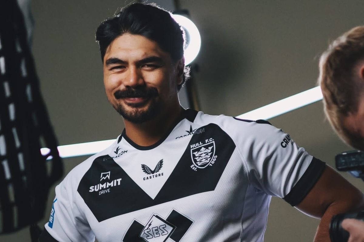 James Bell in Hull FC's 2026 home shirt.